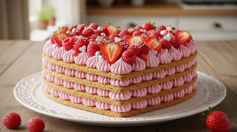 Hjärtformad Tårta med Jordgubbsmousse