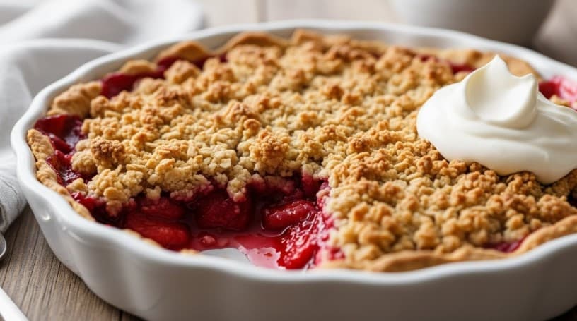 Smulpaj med rabarber och jordgubbar