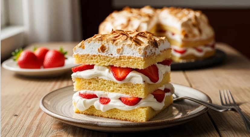 Marängtårta i Långpanna (Pinocchiotårta med Jordgubbar)