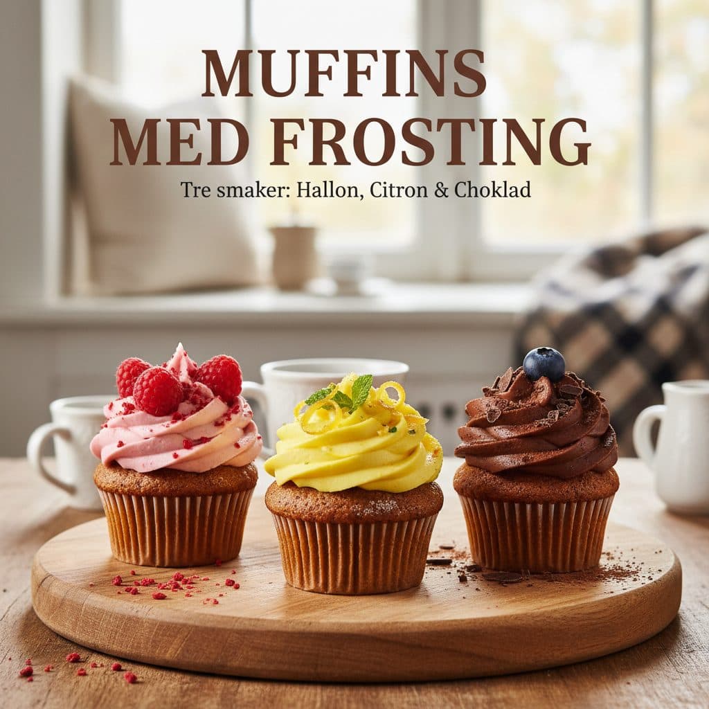 Muffins med frosting (Tre smaker: Hallon, Citron & Choklad)